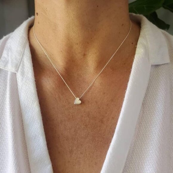 ⚡Silver love heart 14k Gold Plated CZ Pendant Necklace Gold for Women gift - Picture 3 of 7